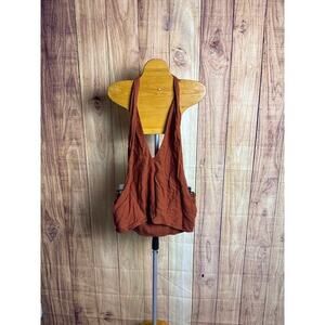Abercrombie and Fitch Linen Blend Cropped Halter Top Rust Color Size XL